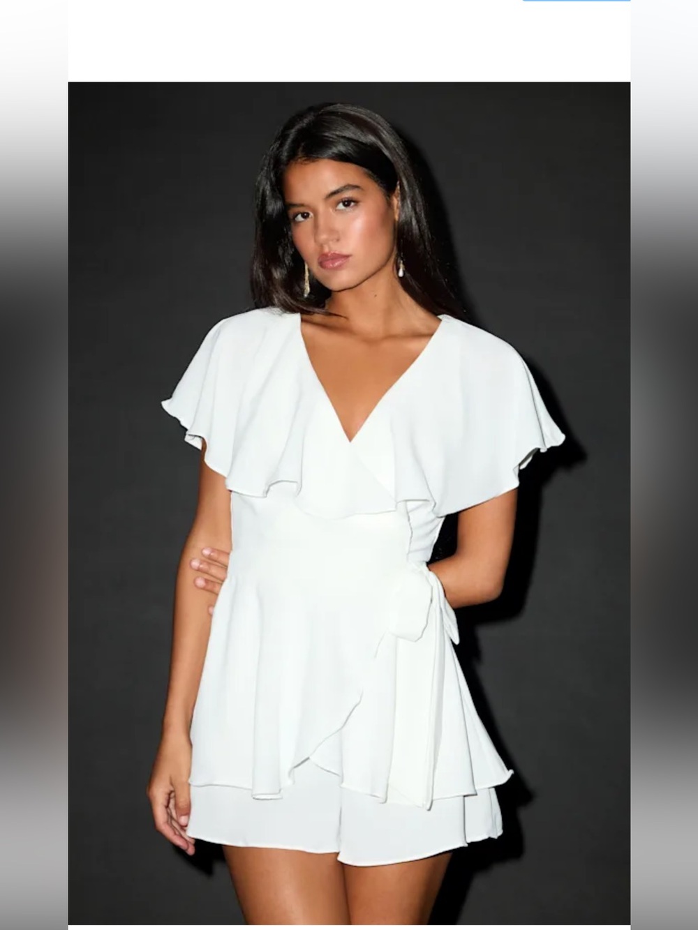Lulu's White Ruffle Wrap Romper - Picture 12 of 12